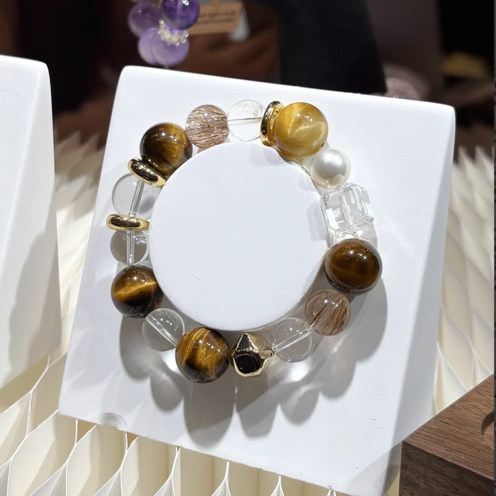 Tiger's Eye asymmetric crystal bracelet - Lumino