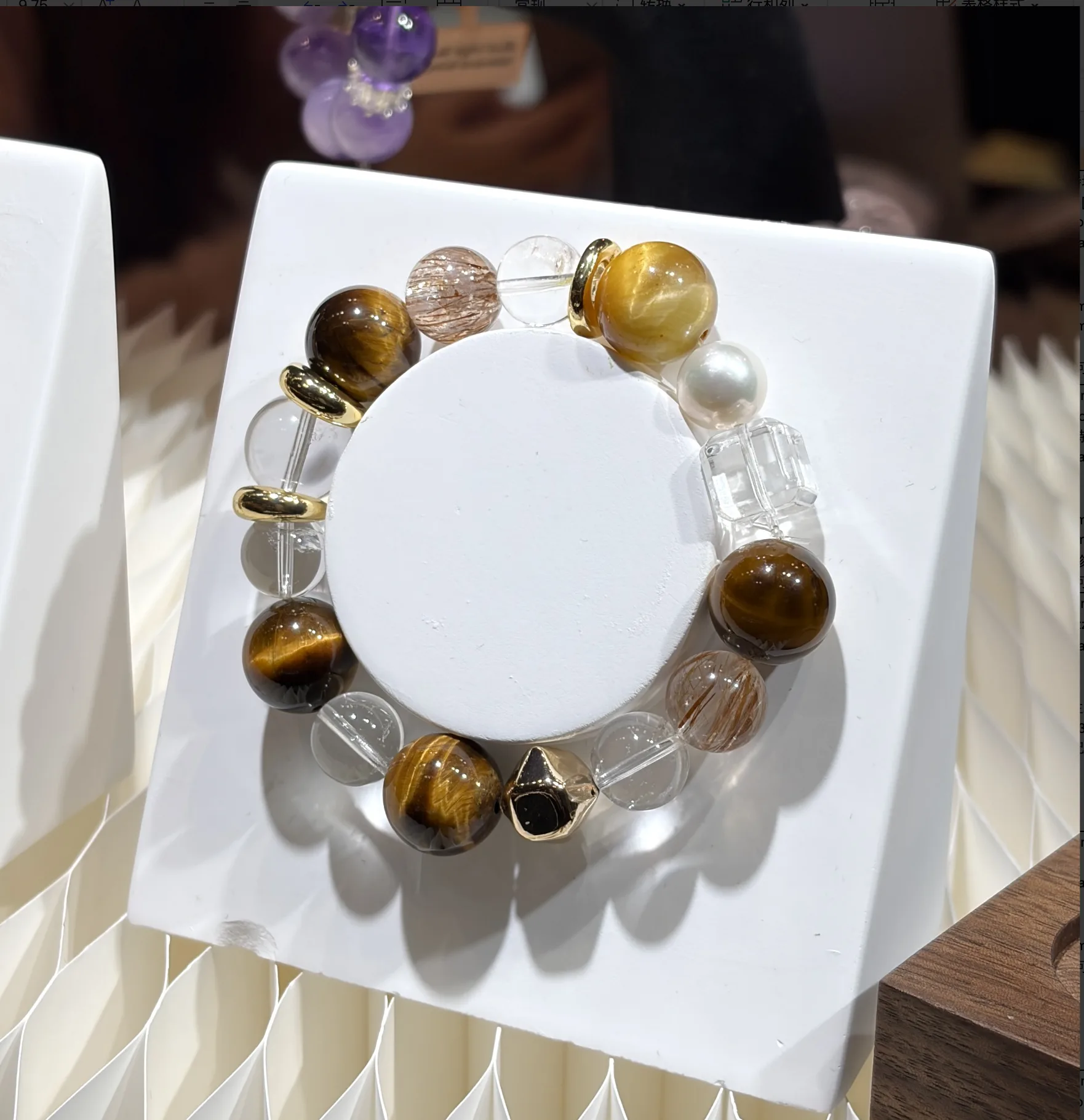Tiger's Eye asymmetric crystal bracelet - Lumino